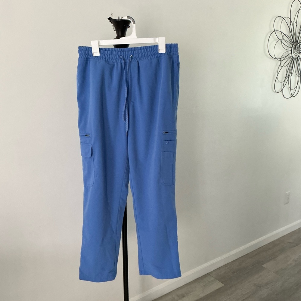 Jaanuu Men’s Cargo Scrub Pants Large Ceil Blue Style J85016 Drawstring